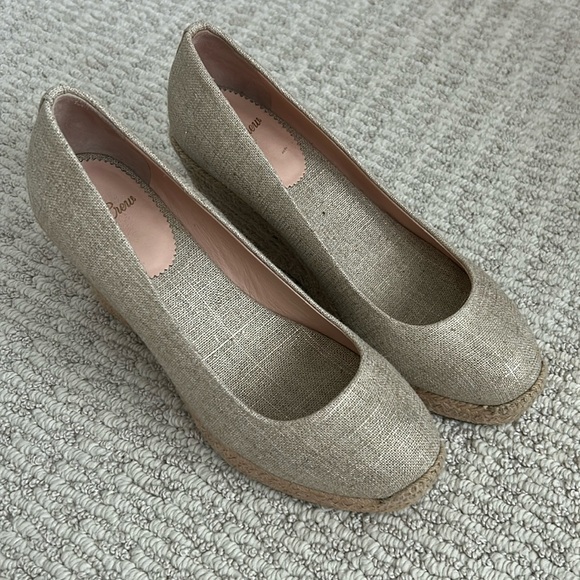J.Crew Seville Gold‎ Metallic espadrille wedges Size 5 EUC - Picture 1 of 7